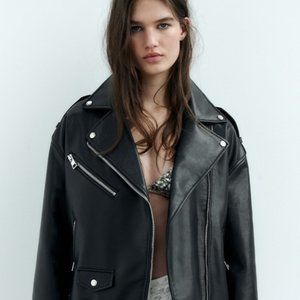 **NEW ZARA FAUX LEATHER JACKET SIZE XXL**